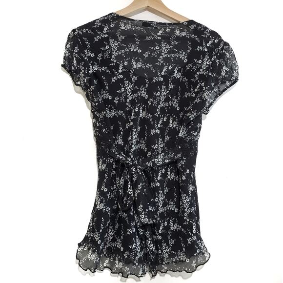 Cacama | Floral Sheer Tie Waist Blouse - Picture 3 of 7